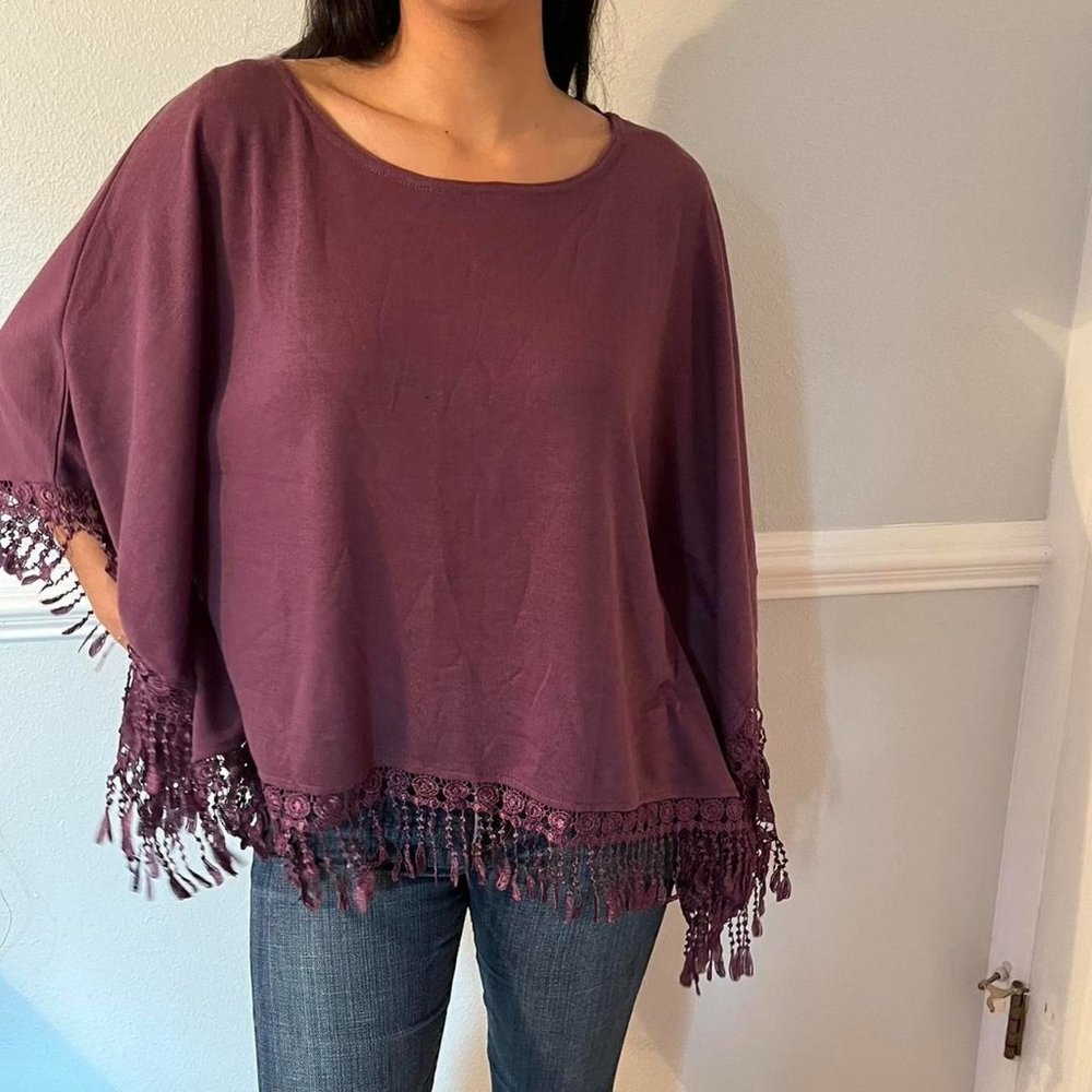 NWT Purple Fringe Top Size S/M
